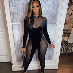 Black mesh jumpsuit
